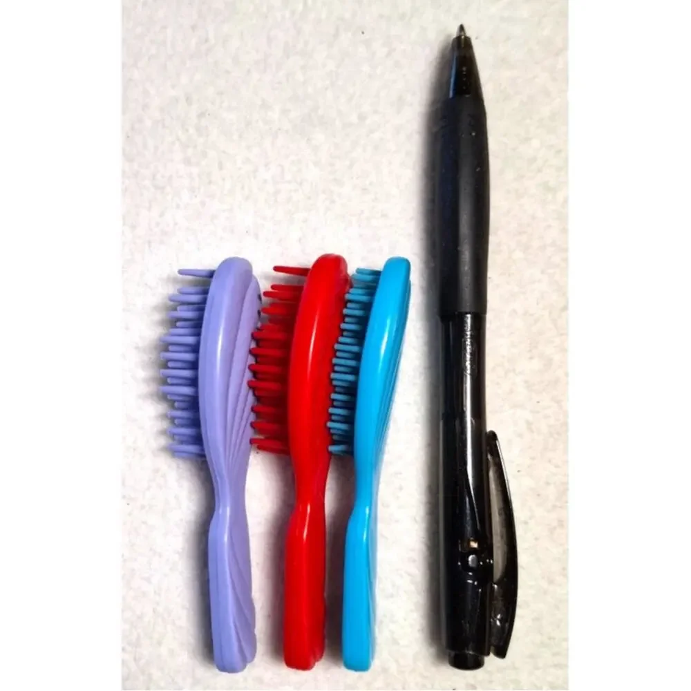 Vintage 90s Barbie Shell Hair Brushes Lot of 3 Purple Red Blue